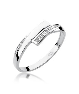 Złoty pierścionek z diamentem Białe złoto EW-196 0,02ct