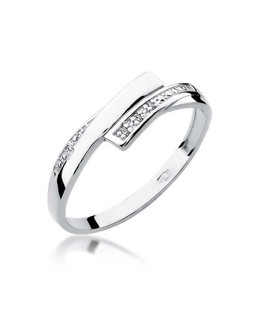 Złoty pierścionek z diamentem Białe złoto EW-196 0,02ct