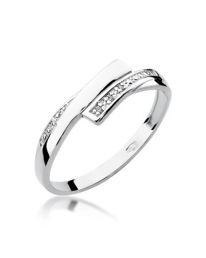 Złoty pierścionek z diamentem Białe złoto EW-196 0,02ct