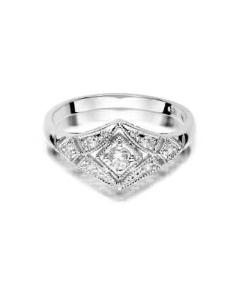 Złoty pierścionek z diamentem Białe złoto EW-412 0,19ct