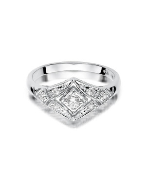 Złoty pierścionek z diamentem Białe złoto EW-412 0,19ct