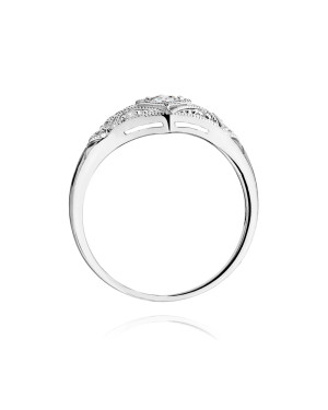 Złoty pierścionek z diamentem Białe złoto EW-412 0,19ct