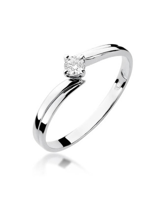 Pierścionek zaręczynowy z diamentem białe złoto 0,08ct