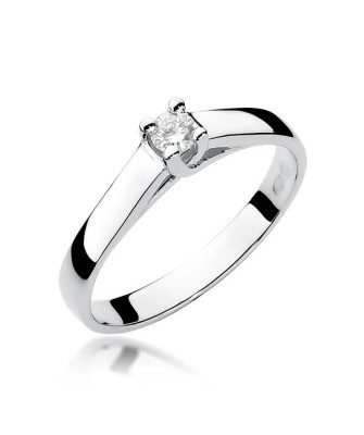 Złoty pierścionek z diamentem Białe złoto EW-70 0,10ct