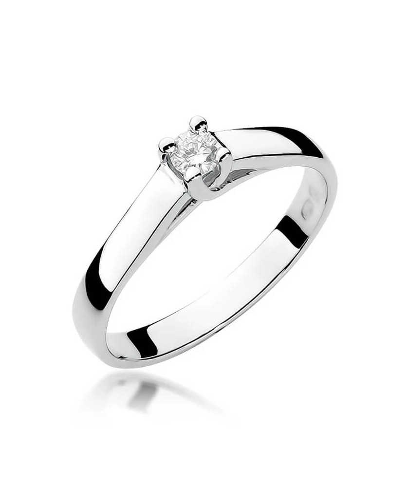 Złoty pierścionek z diamentem Białe złoto EW-70 0,10ct