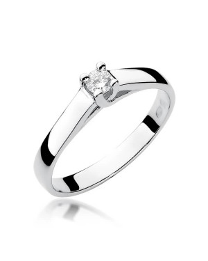 Złoty pierścionek z diamentem Białe złoto EW-70 0,10ct