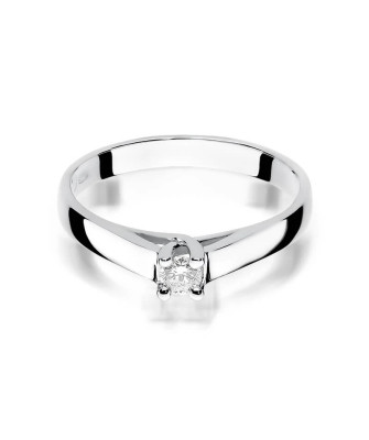 Złoty pierścionek z diamentem Białe złoto EW-70 0,10ct