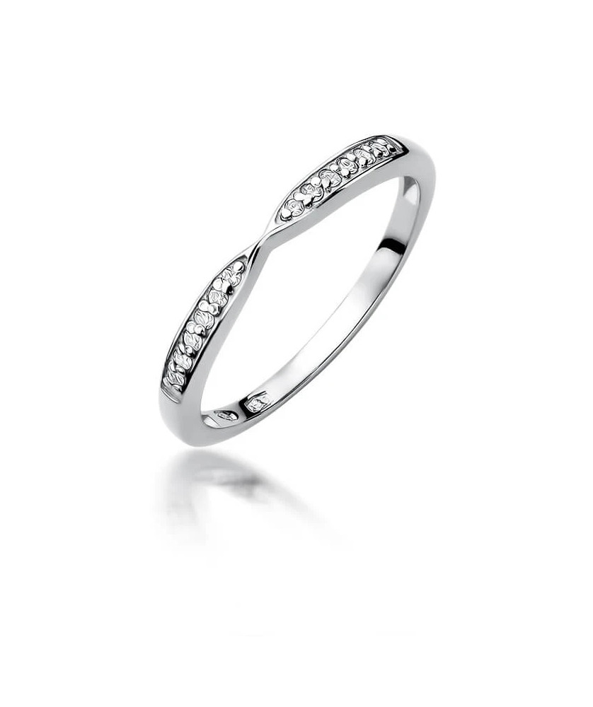 Złoty pierścionek z diamentem Białe złoto EW-425 0,10ct