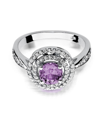 Gold ring with diamond White gold EW-274 amethyst