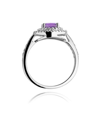 Gold ring with diamond White gold EW-274 amethyst