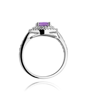 Gold ring with diamond White gold EW-274 amethyst