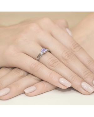Amethyst ring white gold 0.50ct
