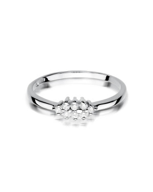 Złoty pierścionek z diamentami białe złoto 0,11ct