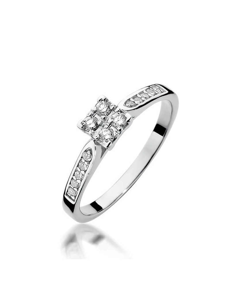 Złoty pierścionek z diamentem Białe złoto EW-402 0,16ct
