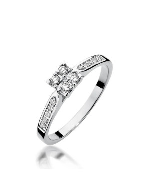 Złoty pierścionek z diamentem Białe złoto EW-402 0,16ct