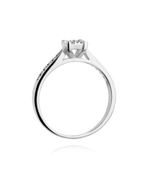Złoty pierścionek z diamentem Białe złoto EW-402 0,16ct
