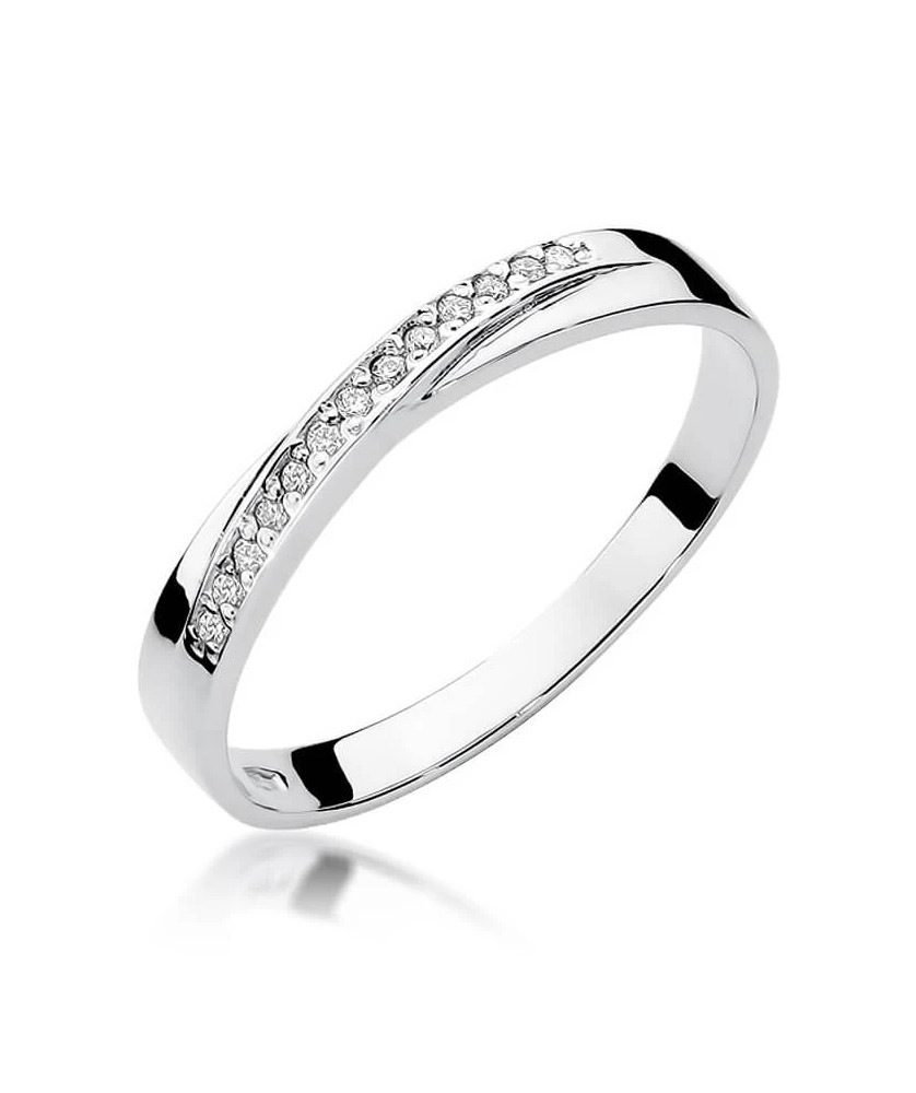 Złoty pierścionek z diamentem Białe złoto EW-305 0,07ct