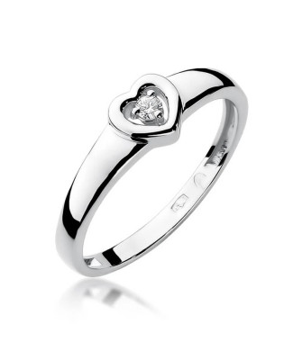 Złoty pierścionek z diamentem Białe złoto EW-1 0,04ct
