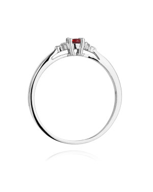 Złoty pierścionek z diamentem Białe złoto EW-428 rubin