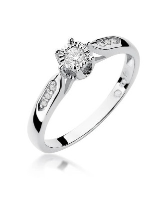 Złoty pierścionek z diamentem Białe złoto EW-328 0,11ct