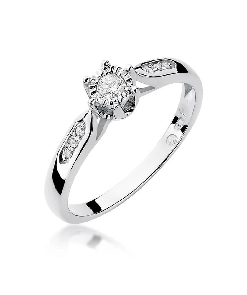 Złoty pierścionek z diamentem Białe złoto EW-328 0,11ct