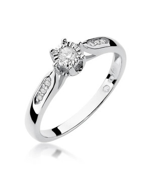 Złoty pierścionek z diamentem Białe złoto EW-328 0,11ct