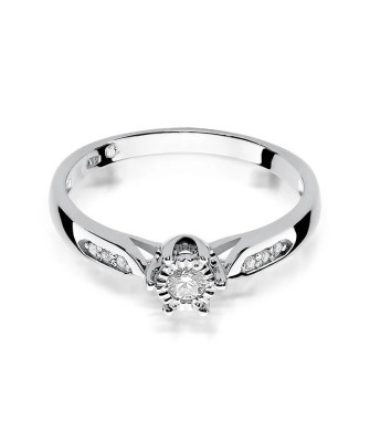 Złoty pierścionek z diamentem Białe złoto EW-328 0,11ct
