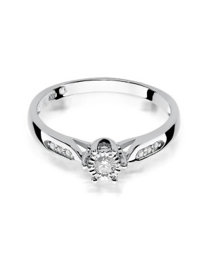 Złoty pierścionek z diamentem Białe złoto EW-328 0,11ct