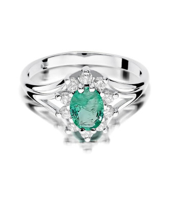 Emerald ring white gold 0.80ct