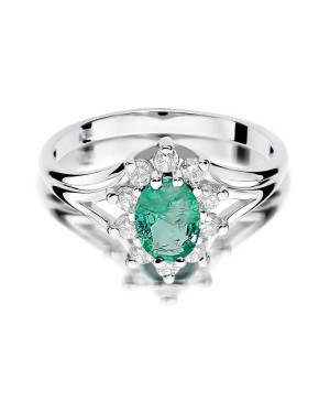 Emerald ring white gold 0.80ct