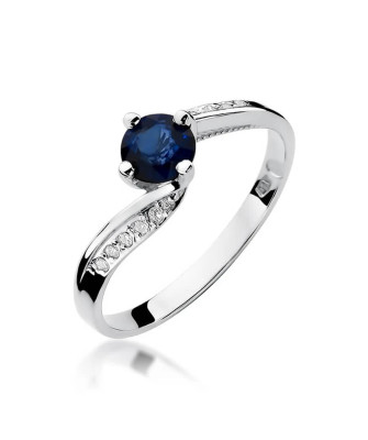 Szafir pierścionek białe złoto 0,50ct