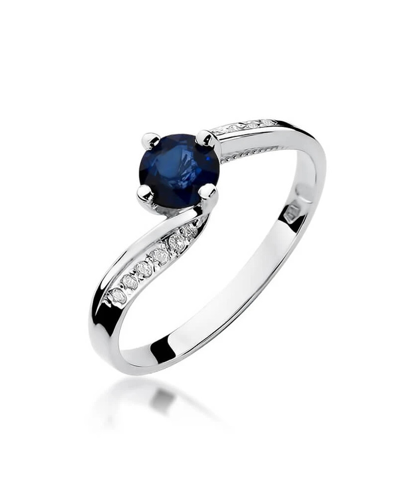 Szafir pierścionek białe złoto 0,50ct