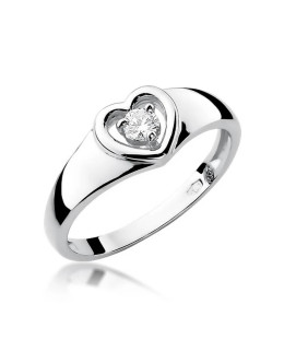 Gold ring with diamond White gold EW-1 0.10ct