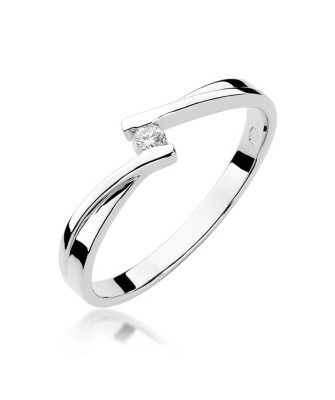 Złoty pierścionek z diamentem Białe złoto EW-137 0,04ct