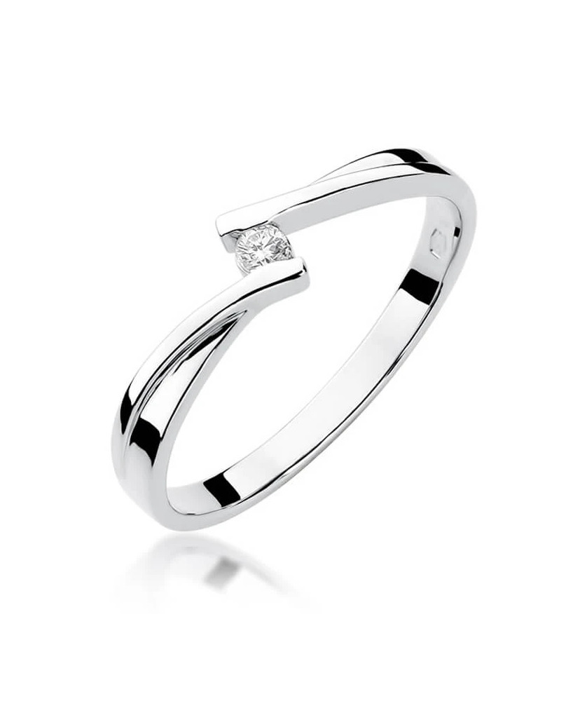 Złoty pierścionek z diamentem Białe złoto EW-137 0,04ct