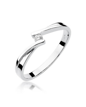 Złoty pierścionek z diamentem Białe złoto EW-137 0,04ct