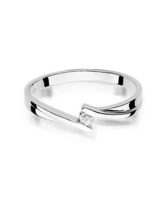 Złoty pierścionek z diamentem Białe złoto EW-137 0,04ct