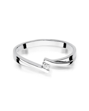 Złoty pierścionek z diamentem Białe złoto EW-137 0,04ct