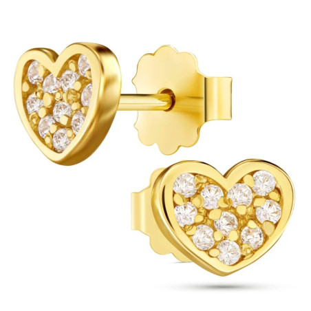 Gold heart earrings with stones K3.2344 | GoldJewellery