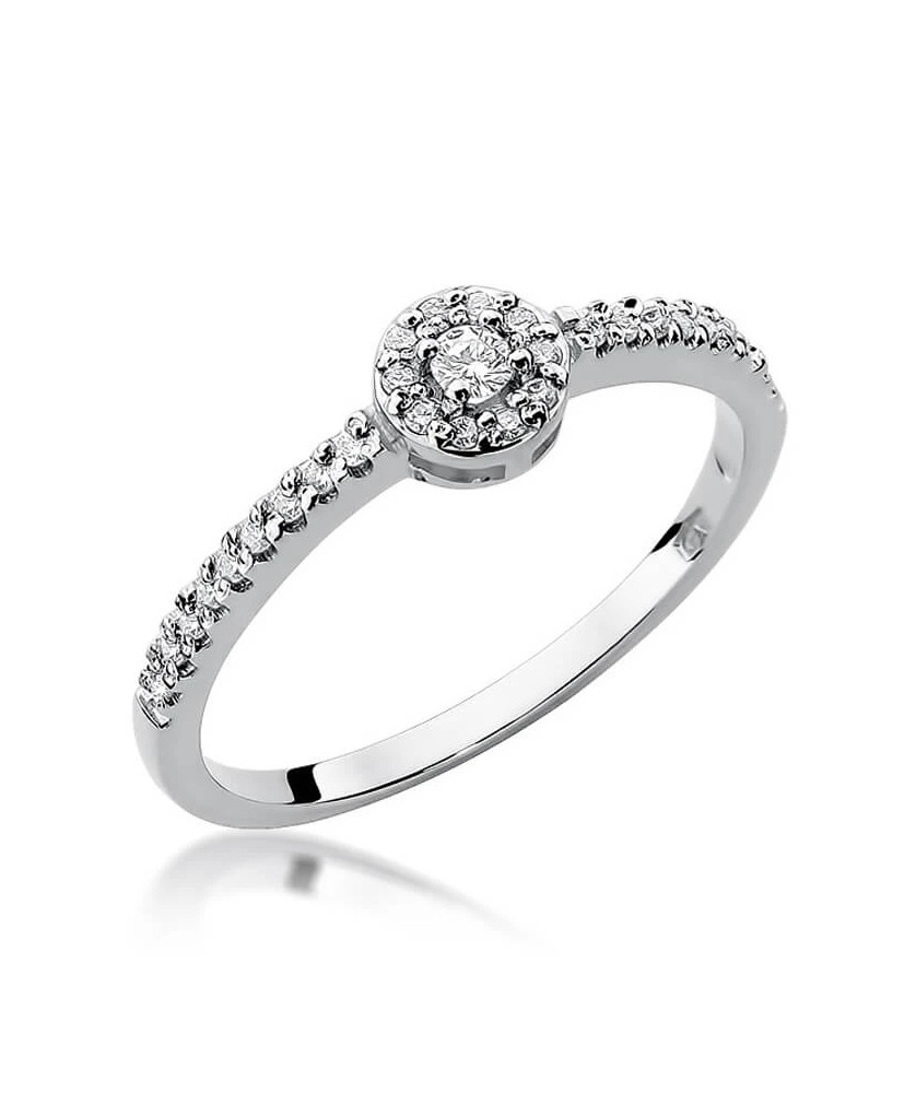 Złoty pierścionek z diamentem Białe złoto EW-273 0,19ct