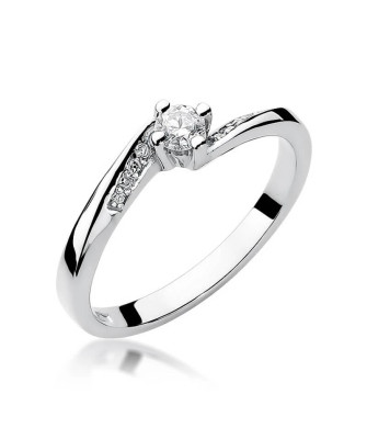 Złoty pierścionek z diamentem Białe złoto EW-262 0,19ct