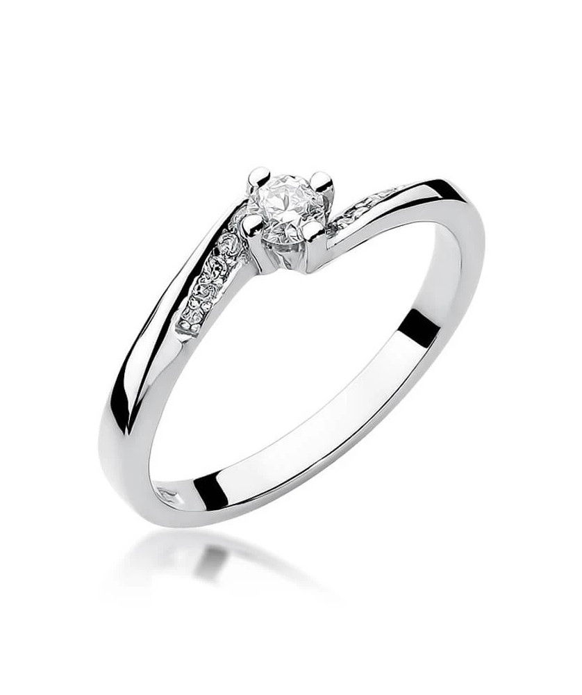 Złoty pierścionek z diamentem Białe złoto EW-262 0,19ct