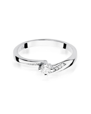 Złoty pierścionek z diamentem Białe złoto EW-262 0,19ct