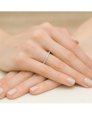 Złoty pierścionek z diamentem Białe złoto EW-306 0,09ct
