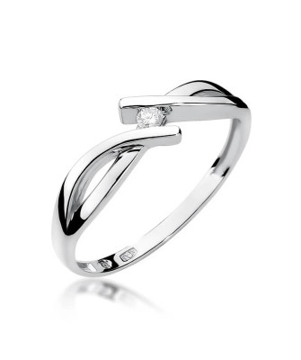 Złoty pierścionek z diamentem Białe złoto EW-191 0,04ct