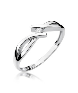 Złoty pierścionek z diamentem Białe złoto EW-191 0,04ct