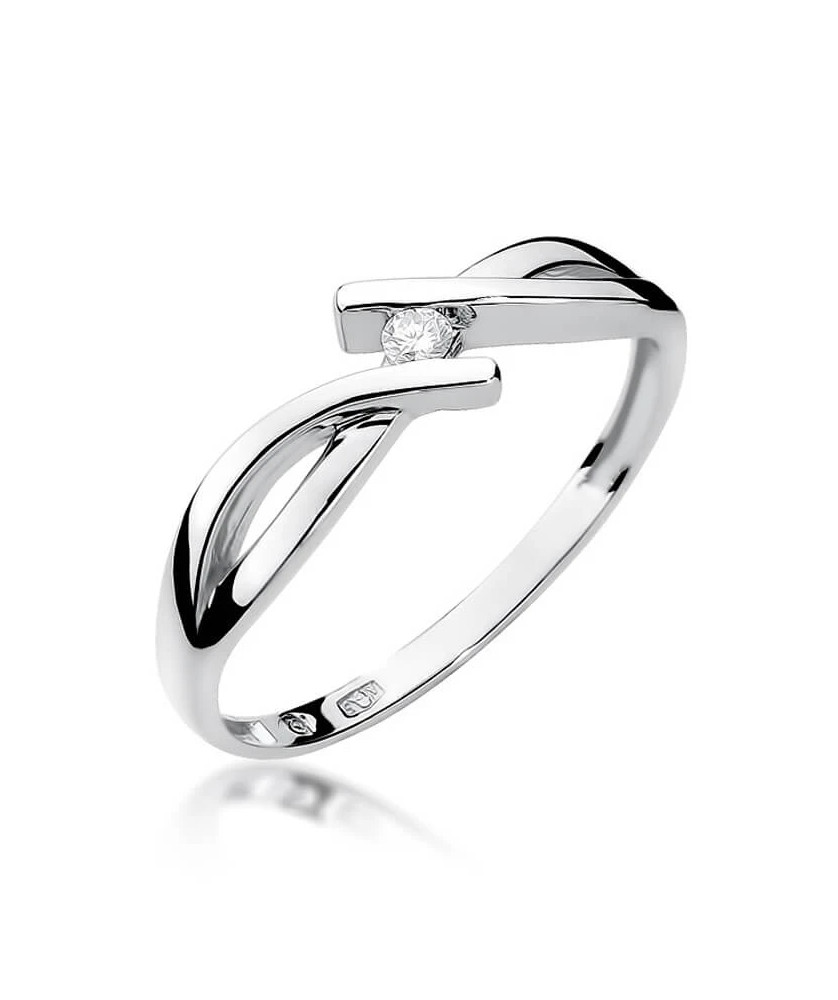 Złoty pierścionek z diamentem Białe złoto EW-191 0,04ct