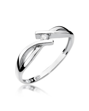 Złoty pierścionek z diamentem Białe złoto EW-191 0,04ct