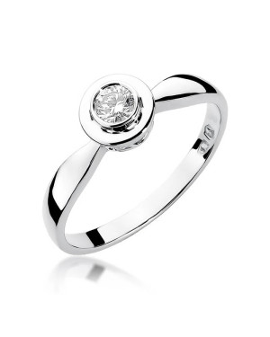 Złoty pierścionek z brylantem białe złoto 0,15ct