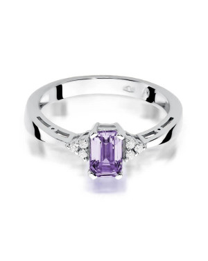 Gold ring with amethyst white gold 0.50ct